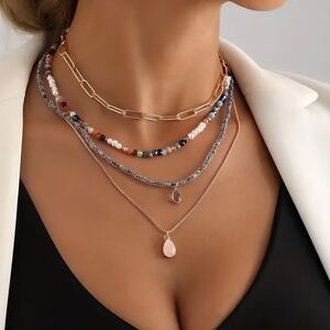 Bohemian Beaded Multilayer Necklace Set